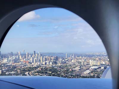 April 2023 | Die City von Sydney beim Abflug vom Kingsford-Smith-Flughafen (SYD/YSSY)